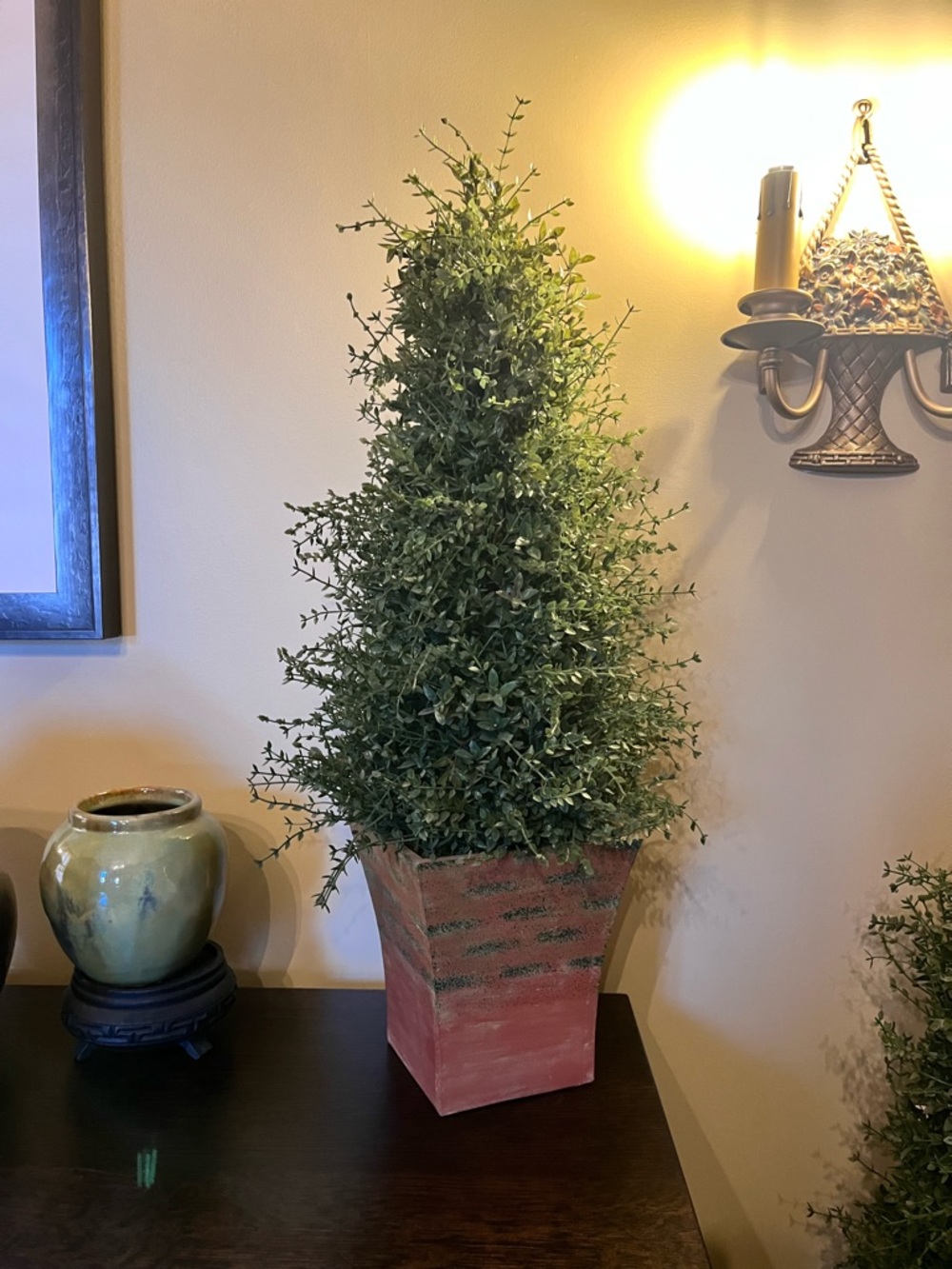 Artificial Boxwood Topiary Cone Shape 25" tall
